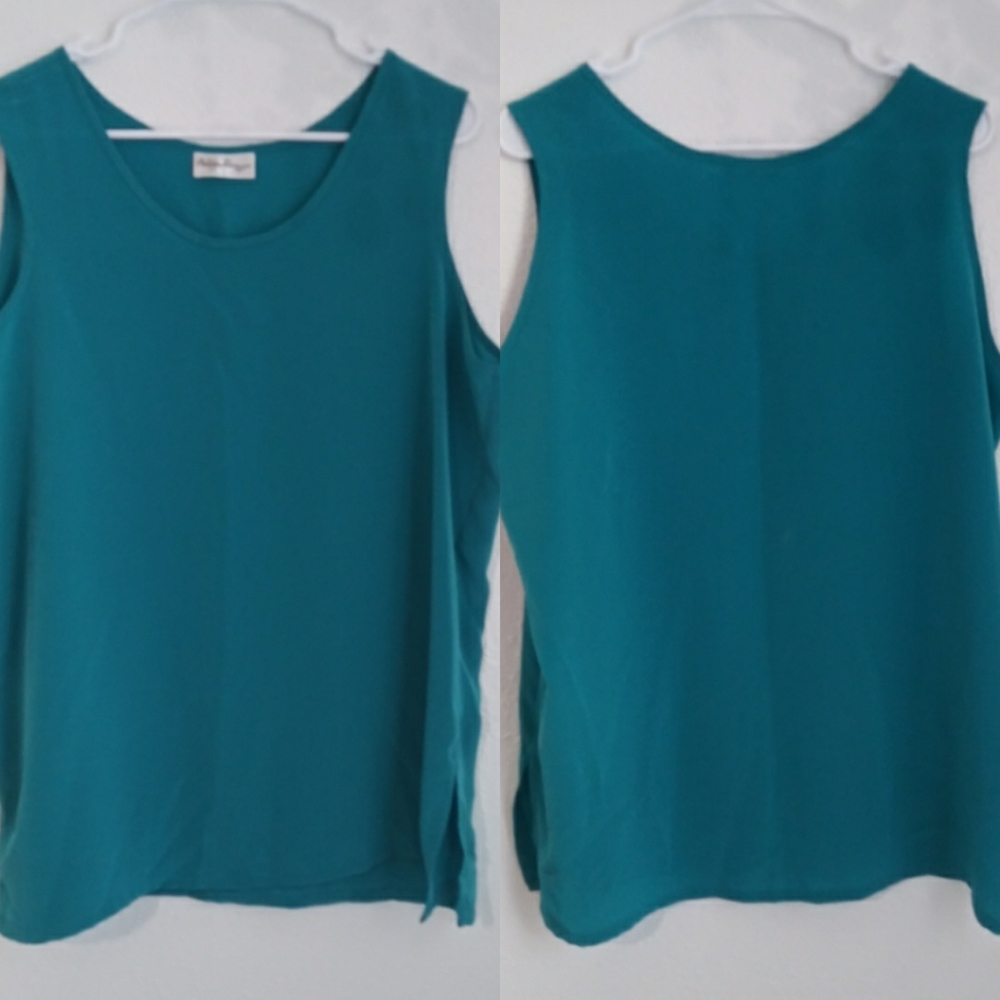 Philippe Marques Teal Green Tank Top Blouse Sz 14